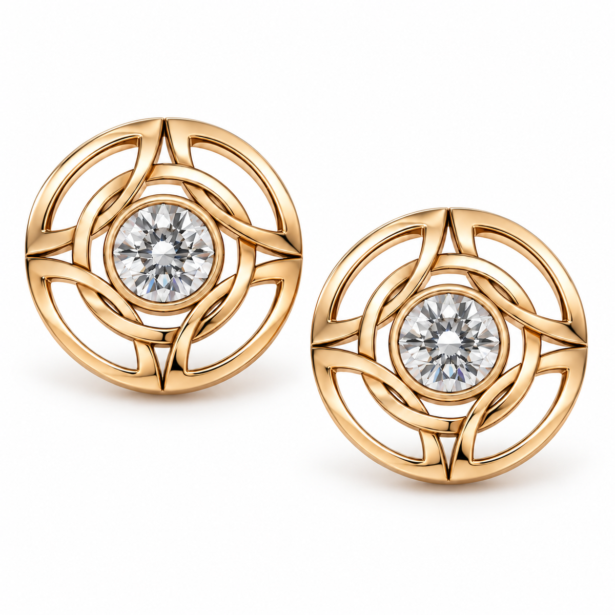 Eternal Embrace Synthetic Diamond Stud Earrings in 14ct Gold-Plated Sterling Silver