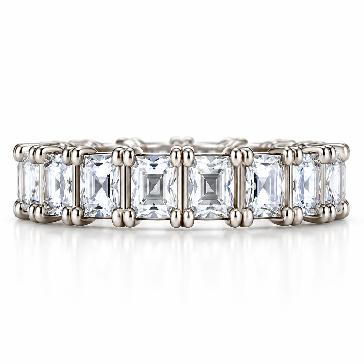 Royal Radiance 925 Sterling Silver Princess-Cut Lab-Grown Diamond Eternity Ring