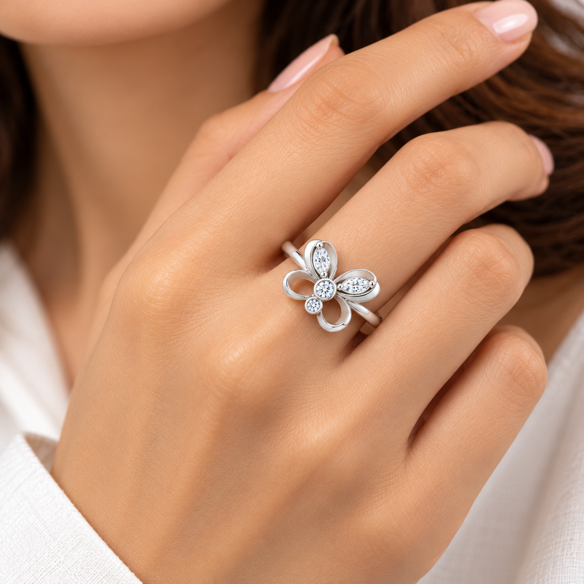Butterfly Blossom 925 Sterling Silver Lab-Grown Diamond Ring