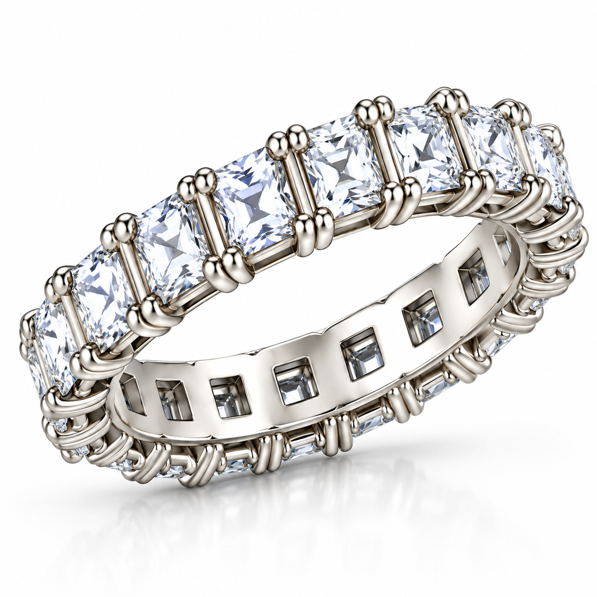 Royal Radiance 925 Sterling Silver Princess-Cut Lab-Grown Diamond Eternity Ring