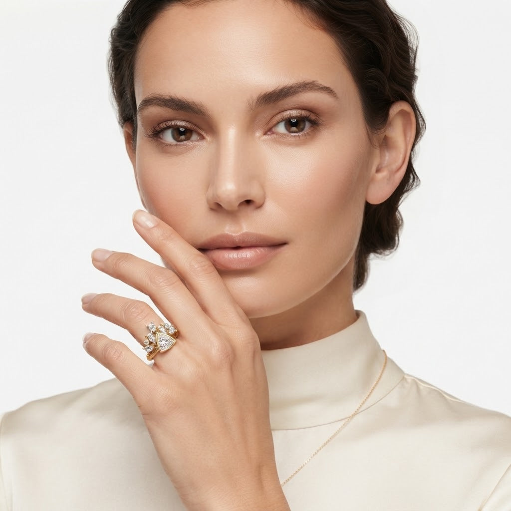 Aura Tiara Crown Lab-Grown Diamond Ring in 14K Yellow Gold Pating