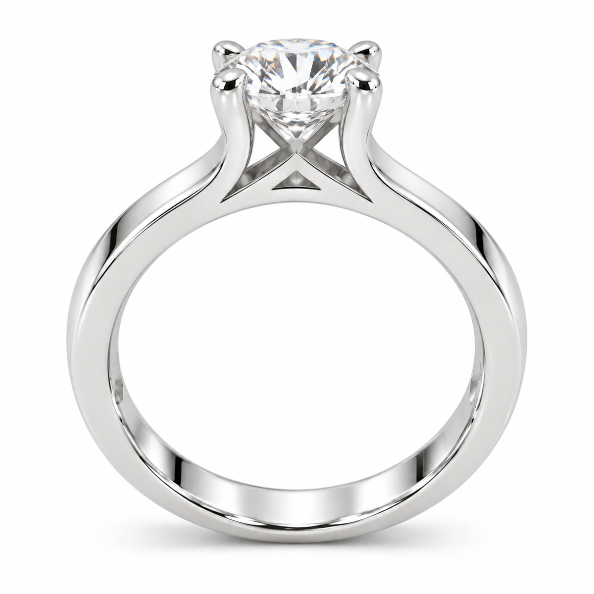 Classic Round-Cut Synthetic Diamond Solitaire Ring in Sterling Silver