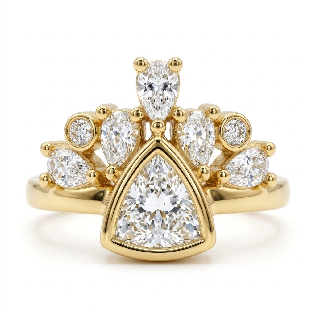 Aura Tiara Crown Lab-Grown Diamond Ring in 14K Yellow Gold Pating
