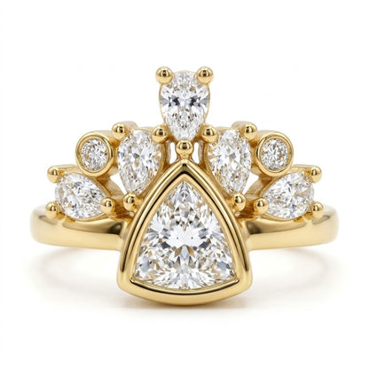 Aura Tiara Crown Lab-Grown Diamond Ring in 14K Yellow Gold Pating