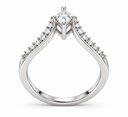 Marquise-Cut Synthetic Diamond Cathedral Ring in Sterling Silver