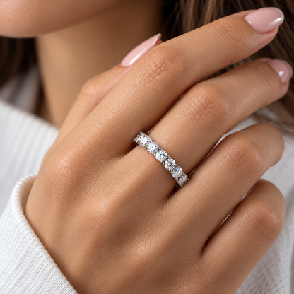 Eternal Radiance 925 Sterling Silver Lab-Grown Diamond Eternity Ring