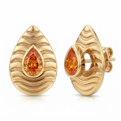 Fanta Orange Diamond Convertible Jacket Earrings
