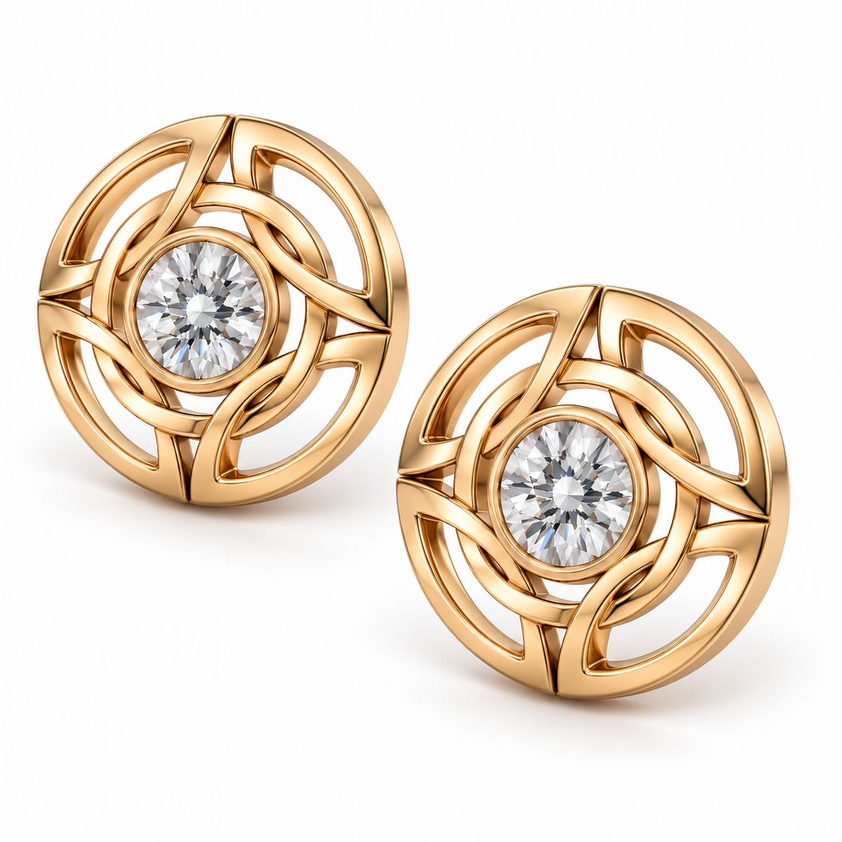 Eternal Embrace Synthetic Diamond Stud Earrings in 14ct Gold-Plated Sterling Silver