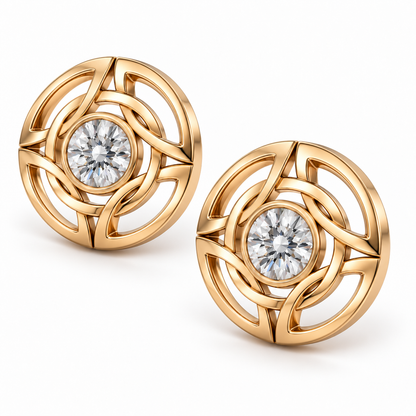 Eternal Embrace Synthetic Diamond Stud Earrings in 14ct Gold-Plated Sterling Silver