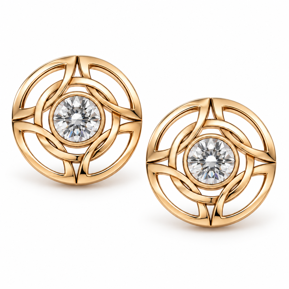 Eternal Embrace Synthetic Diamond Stud Earrings in 14ct Gold-Plated Sterling Silver
