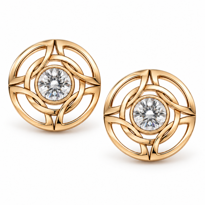 Eternal Embrace Synthetic Diamond Stud Earrings in 14ct Gold-Plated Sterling Silver