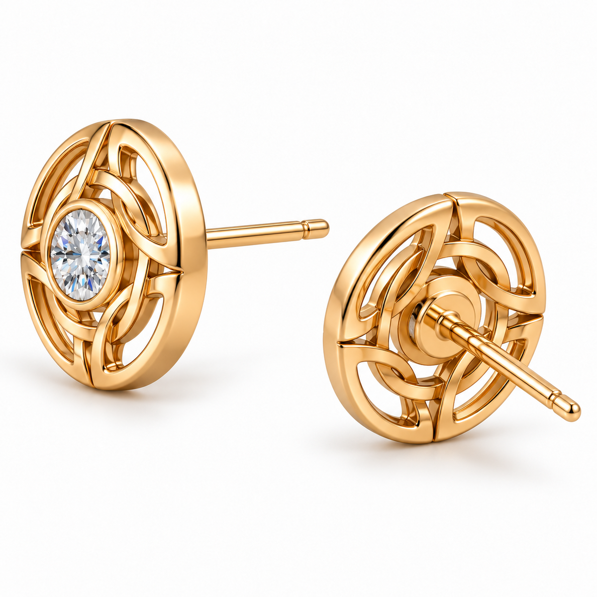 Eternal Embrace Synthetic Diamond Stud Earrings in 14ct Gold-Plated Sterling Silver