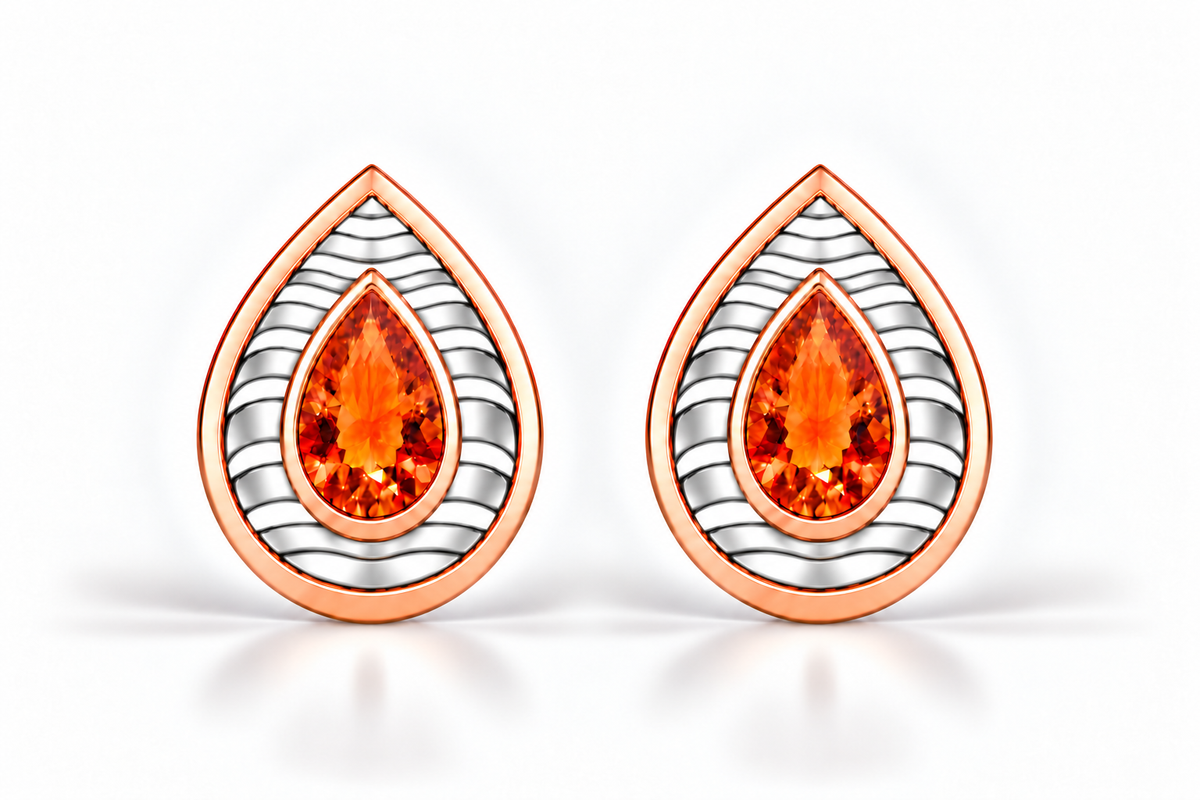 Fanta Orange Diamond Convertible Jacket Earrings
