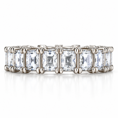 Royal Radiance 925 Sterling Silver Princess-Cut Lab-Grown Diamond Eternity Ring