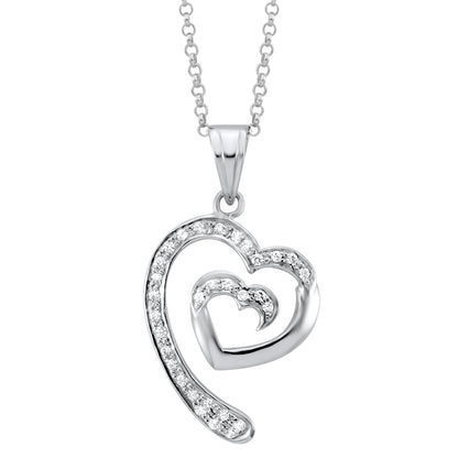 Sterling Silver Eagle &amp; Serpent Pendant Necklace with Swarovski Zirconia