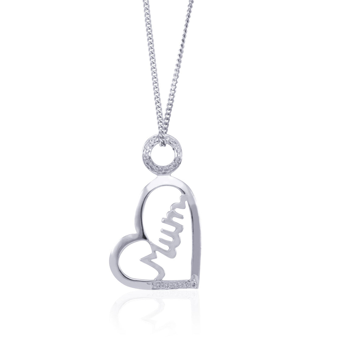 Sterling Silver Mum Heart Swarovski Zirconia Pendant Necklace
