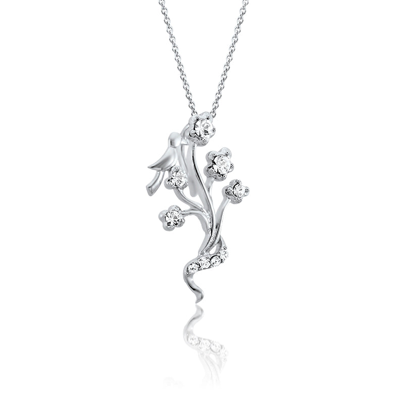 Tvisha Creation Floral Flight Pendant and Chain Created with Swarovski Elements 