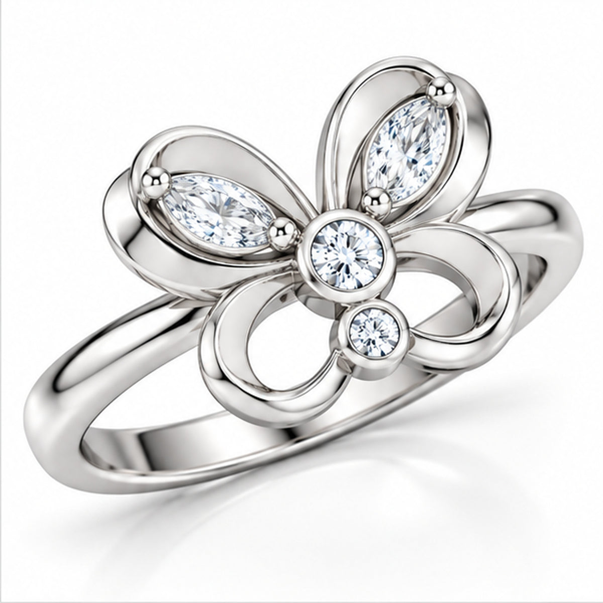 Butterfly Blossom 925 Sterling Silver Lab-Grown Diamond Ring