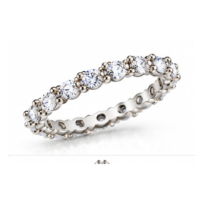 Eternal Brilliance 925 Sterling Silver Round Lab-Grown Diamond Eternity Ring