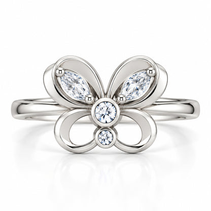 Butterfly Blossom 925 Sterling Silver Lab-Grown Diamond Ring