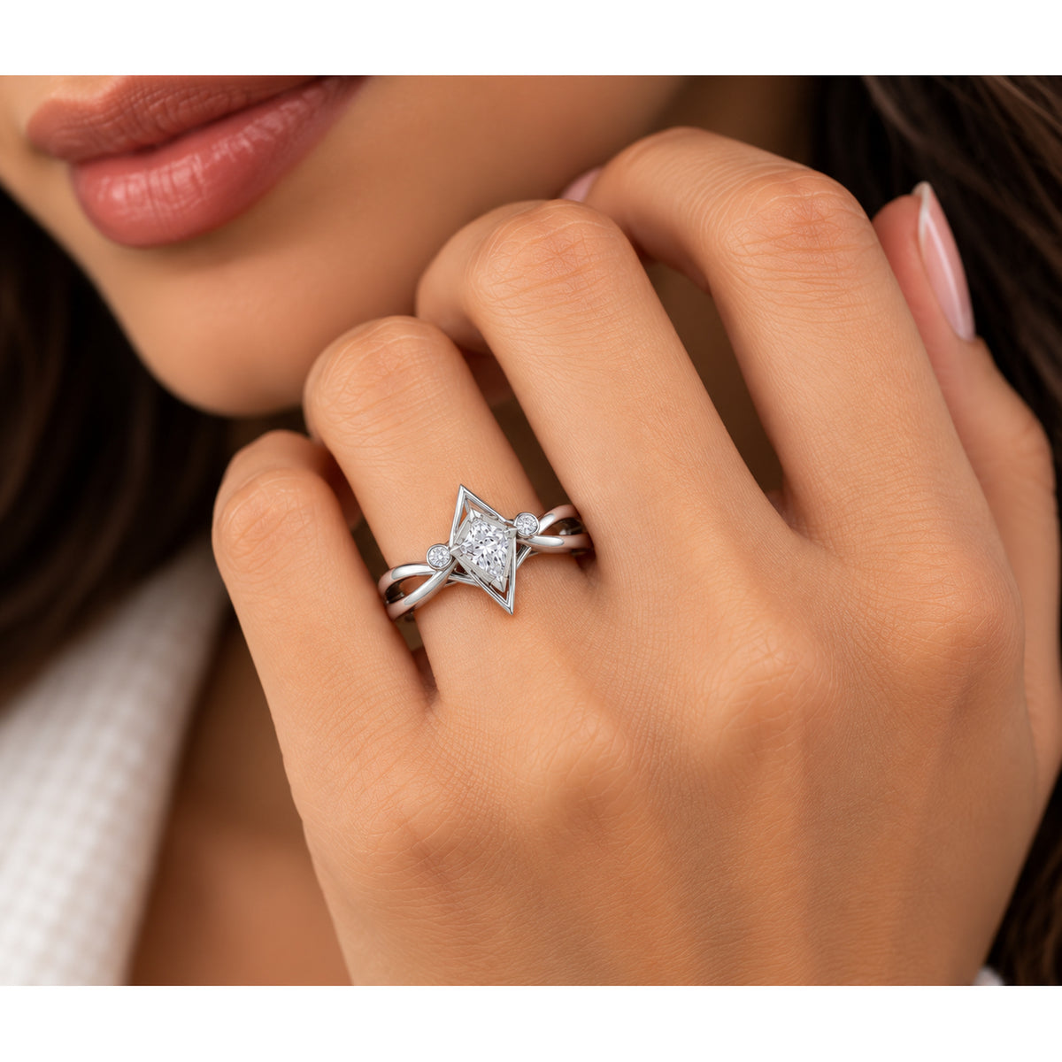 Geometric Infinity 925 Sterling Silver Lab-Grown Diamond Ring