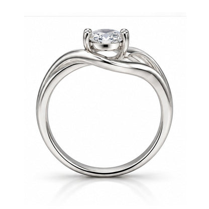 Elegant Wave 925 Sterling Silver Oval Lab-Grown Diamond Ring