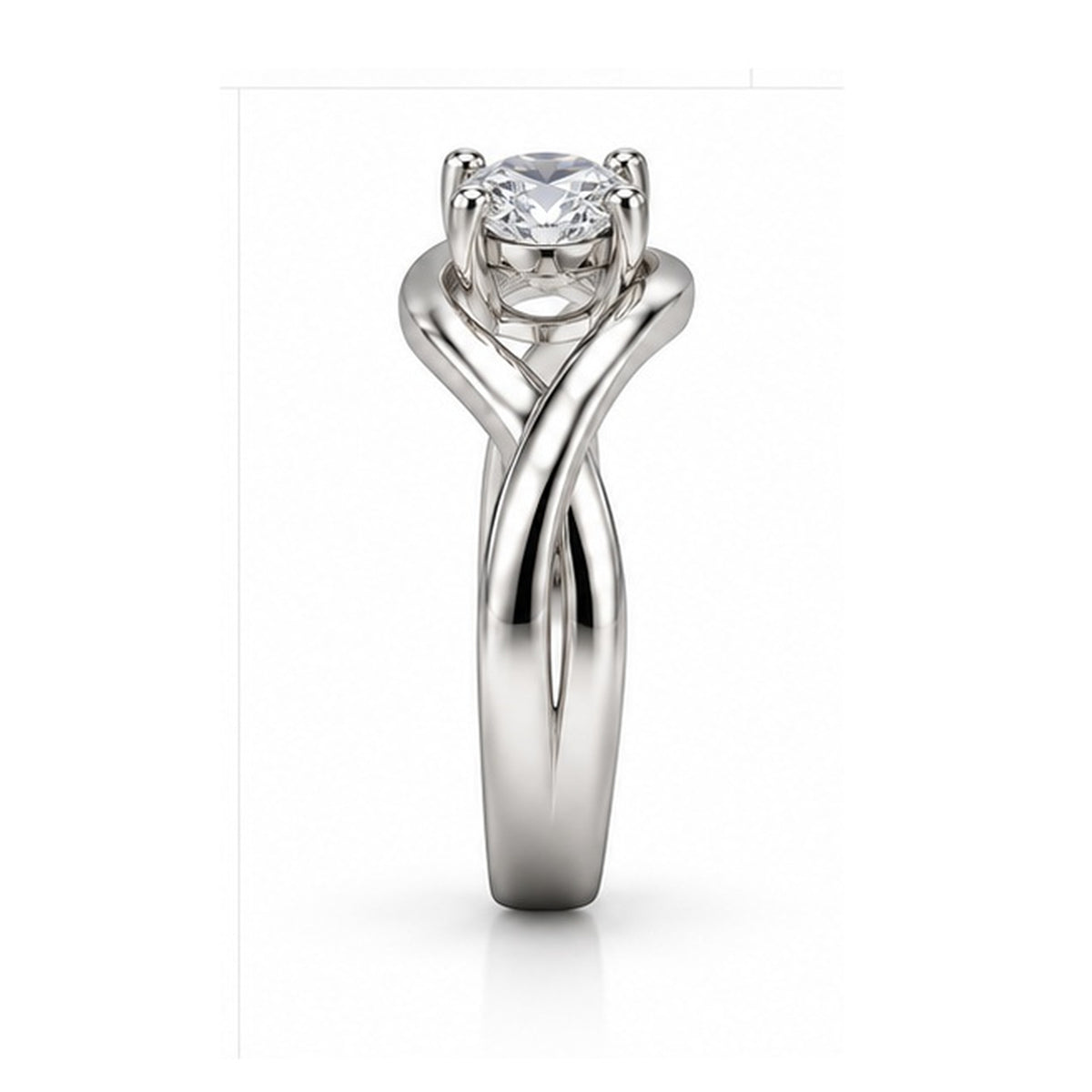 Elegant Wave 925 Sterling Silver Oval Lab-Grown Diamond Ring