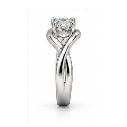 Elegant Wave 925 Sterling Silver Oval Lab-Grown Diamond Ring