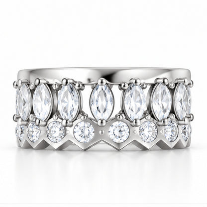 Radiant Marquise 925 Sterling Silver Lab-Grown Diamond Band Ring