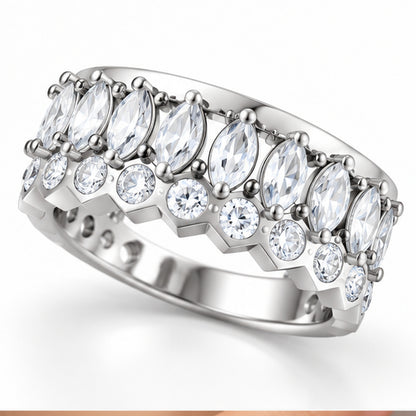Radiant Marquise 925 Sterling Silver Lab-Grown Diamond Band Ring