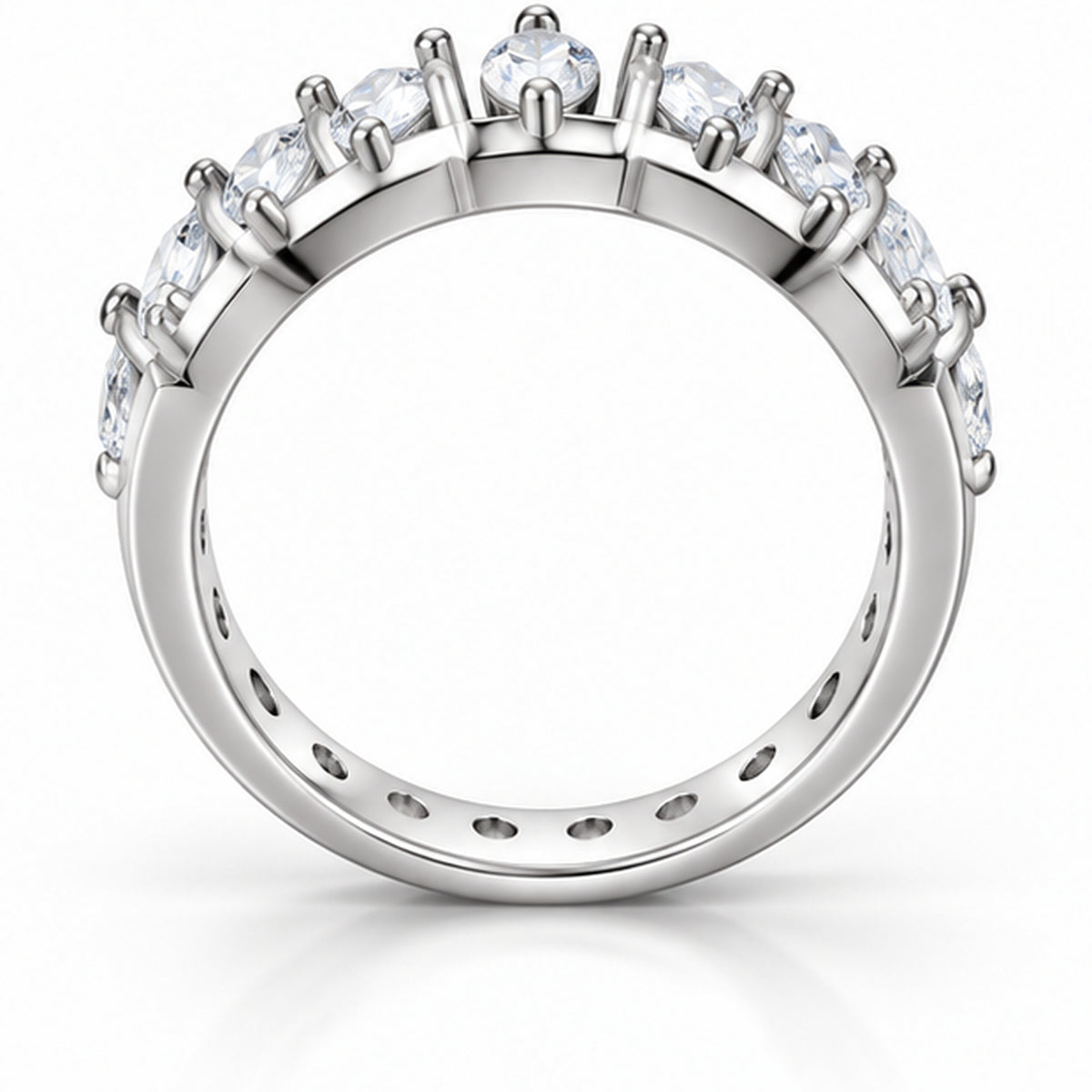 Radiant Marquise 925 Sterling Silver Lab-Grown Diamond Band Ring