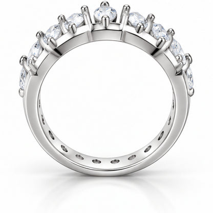 Radiant Marquise 925 Sterling Silver Lab-Grown Diamond Band Ring