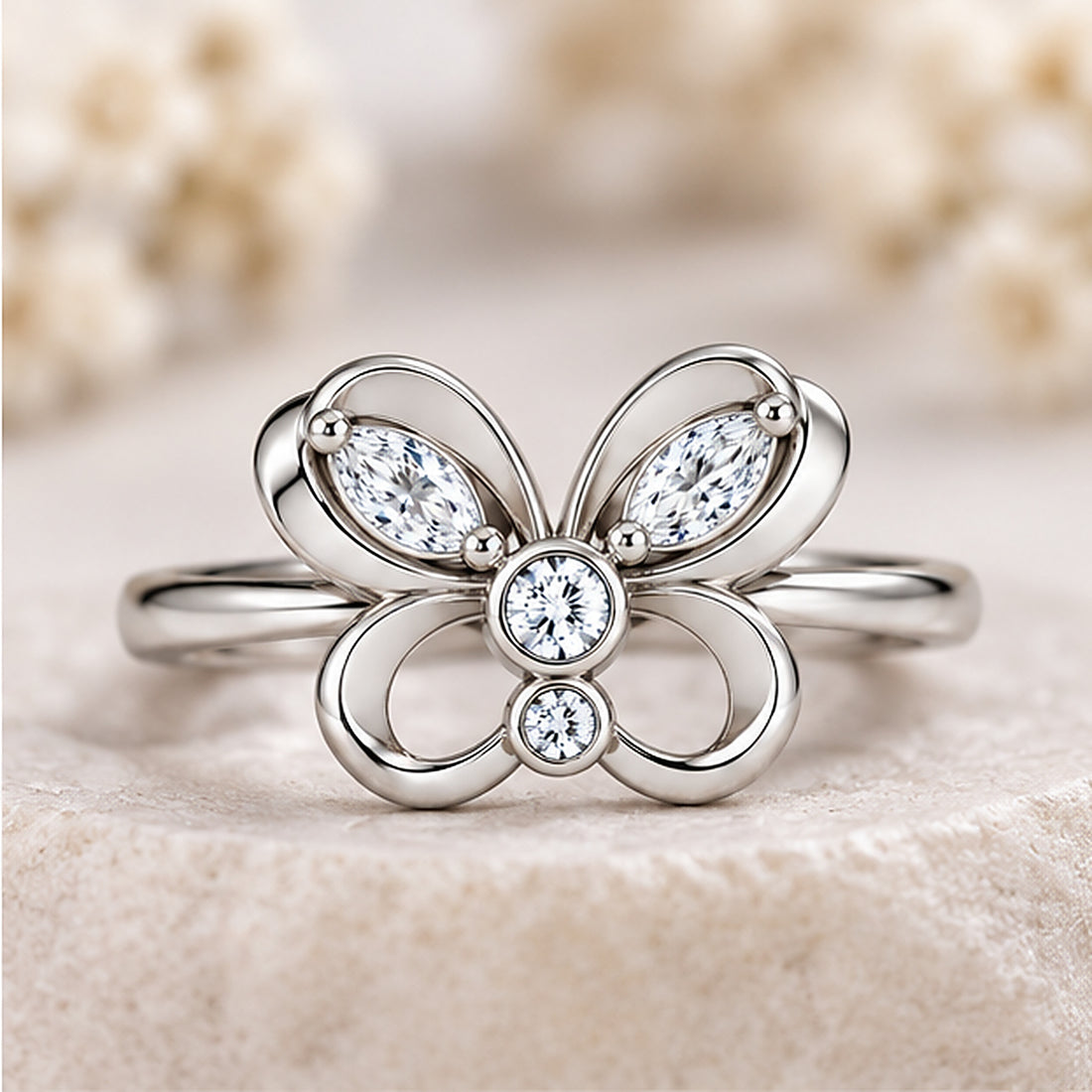 Butterfly Blossom 925 Sterling Silver Lab-Grown Diamond Ring