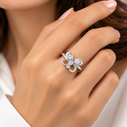Butterfly Blossom 925 Sterling Silver Lab-Grown Diamond Ring