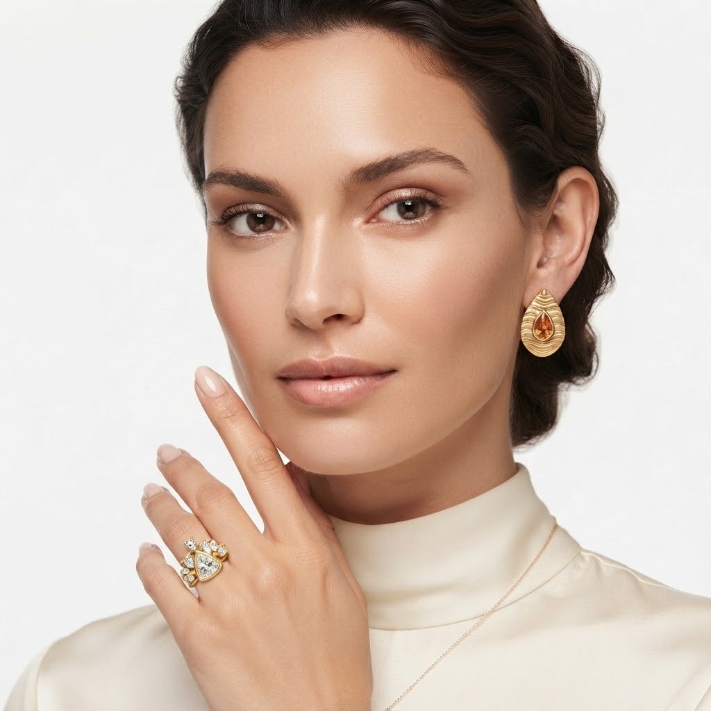 Fanta Orange Diamond Convertible Jacket Earrings