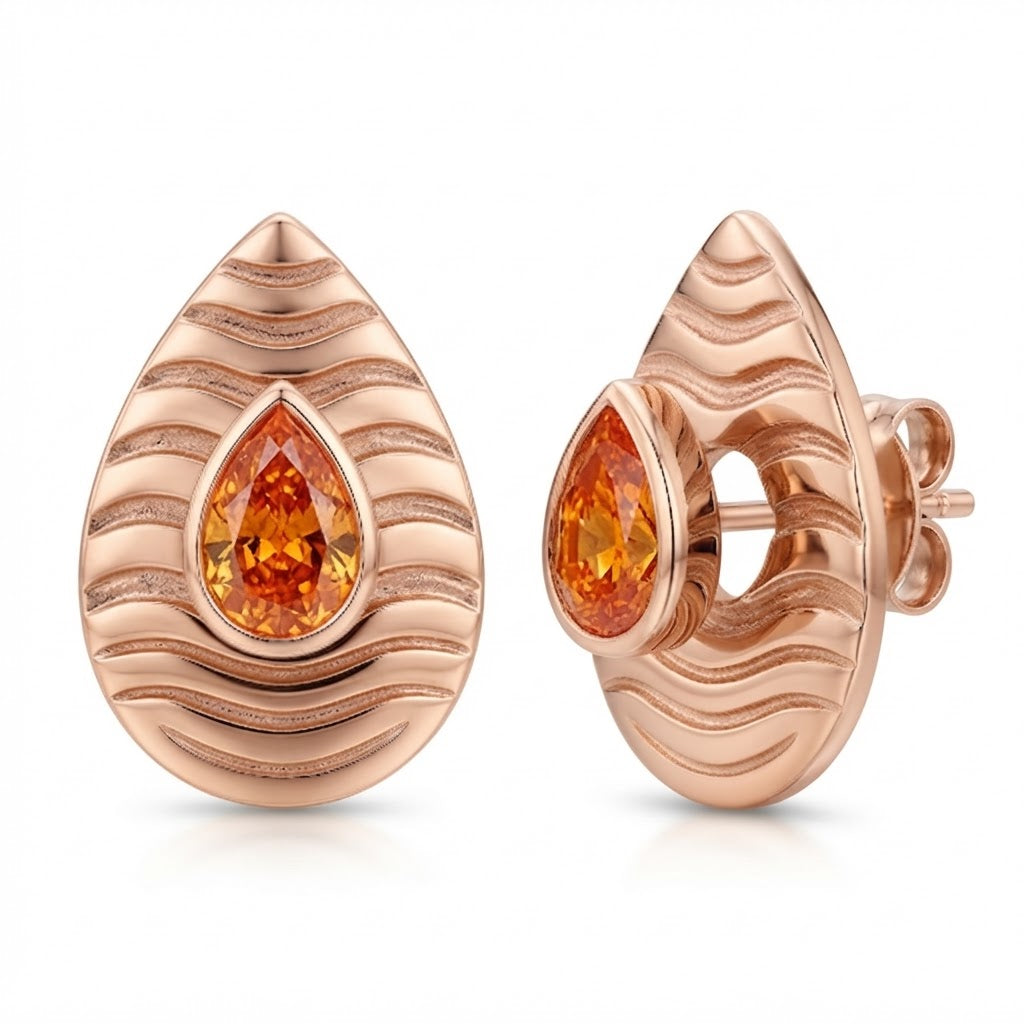 Fanta Orange Diamond Convertible Jacket Earrings