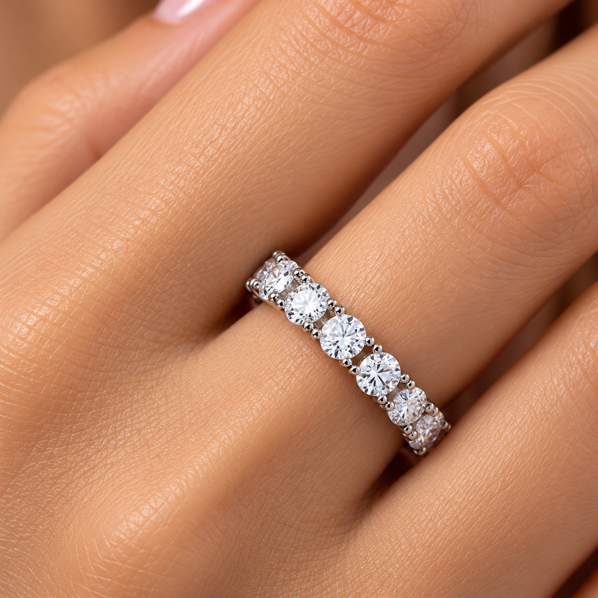 Eternal Radiance 925 Sterling Silver Lab-Grown Diamond Eternity Ring