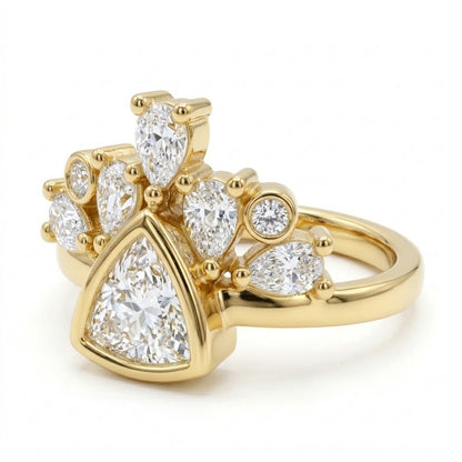 Aura Tiara Crown Lab-Grown Diamond Ring in 14K Yellow Gold Pating
