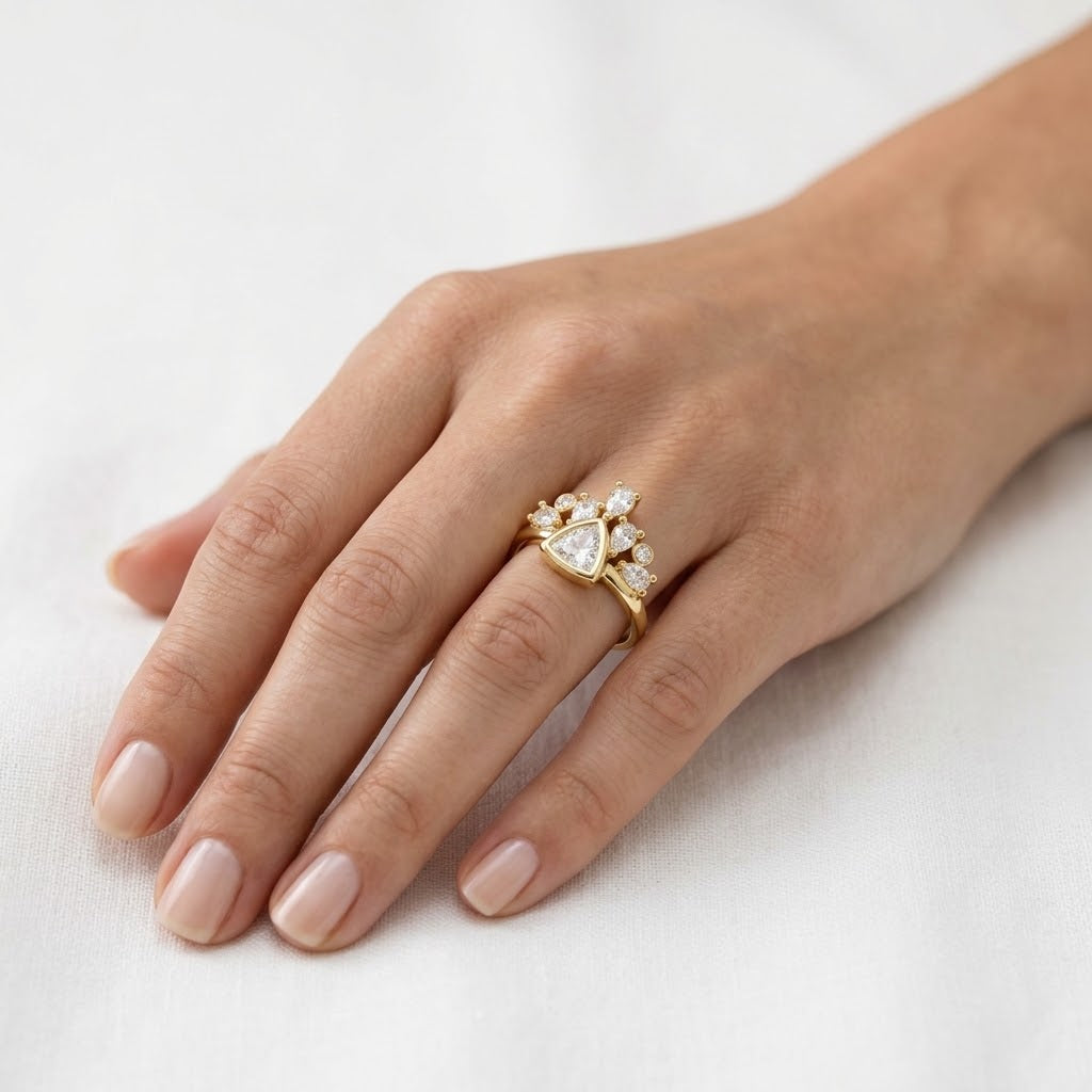 Aura Tiara Crown Lab-Grown Diamond Ring in 14K Yellow Gold Pating