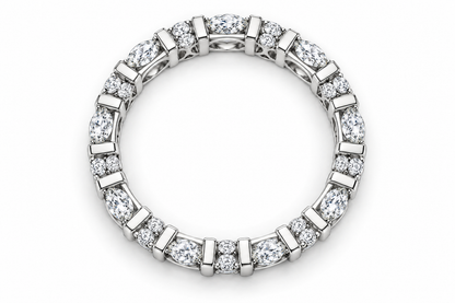 Marquise and Round Synthetic Diamond Full-Eternity Ring in Sterling Silver
