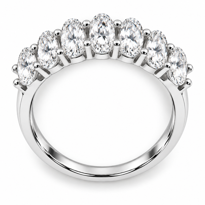 Seven Oval-Cut Synthetic Diamond Half-Eternity Ring in Sterling Silver