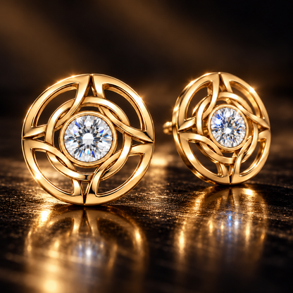 Eternal Embrace Synthetic Diamond Stud Earrings in 14ct Gold-Plated Sterling Silver